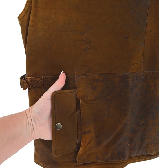 VTG 80s Banana Republic Leather Photojournalist Vest Mill Valley Gorpcore Lined - Picture 10 of 16